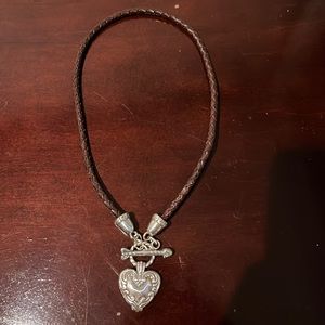 Brighton silver and brown leather necklace